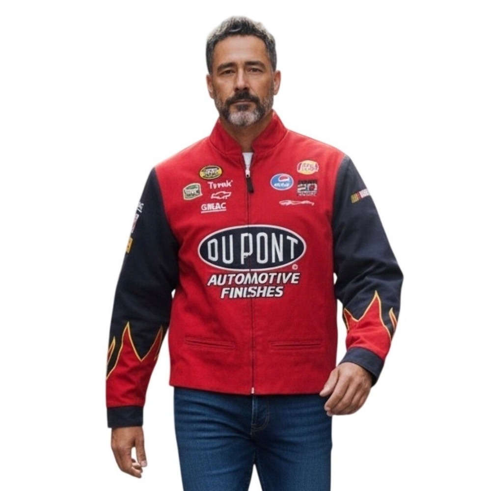 Jeff Gordon Nascar Chase Authentics Racing Zip Jacket Men Large Red DuPont #1020